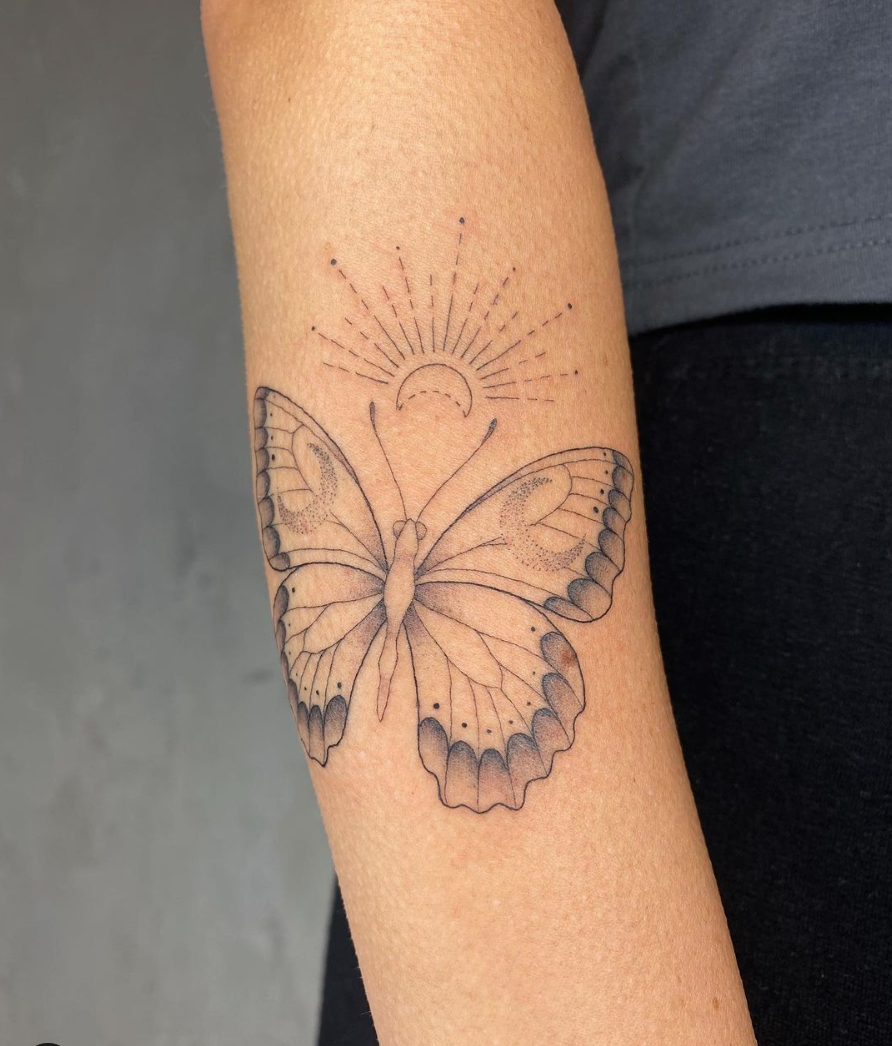 Nice Outline Butterfly Tattoo Design